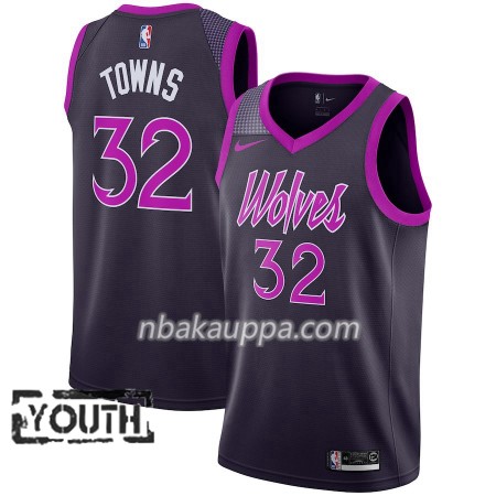 Minnesota Timberwolves Karl-Anthony Towns 32 2018-19 Nike City Edition Violetti Pelipaidat Swingman - Lasten